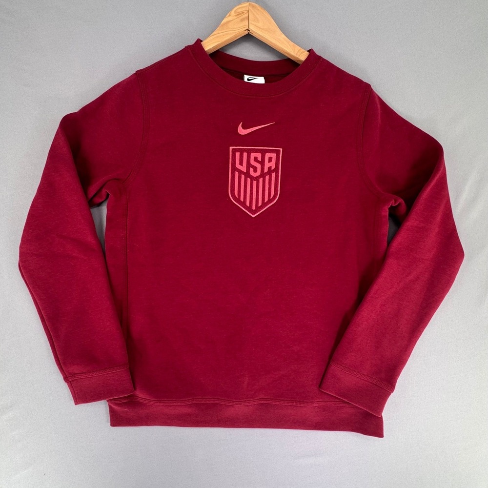 Nike Kids XL USA Soccer USWNT Crewneck Sweatshirt Burgundy Red FJ8097-677 NEW